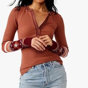 NWT Free People We The Free Mikah Layering Cuff Long Sleeve Autumn Combo